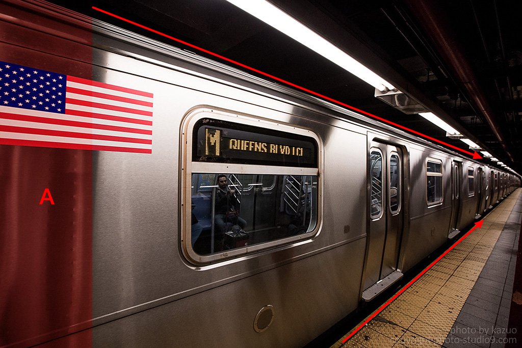 Photo of train showing lines converging from corner