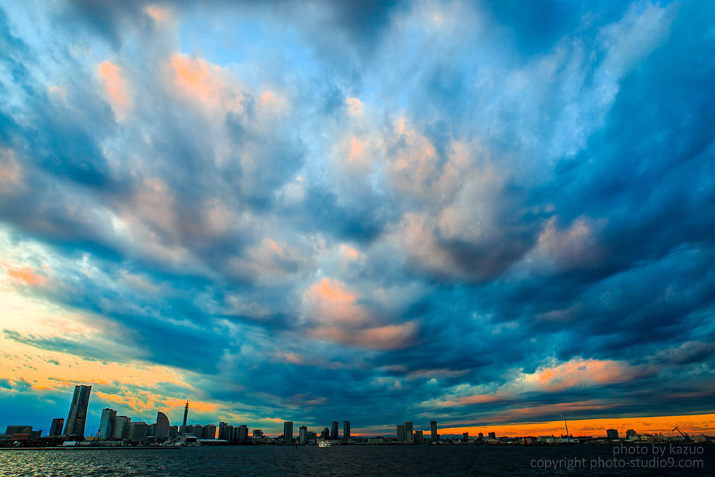 Cloudy sky over city skyline