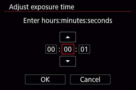 Bulb timer exposure time setting