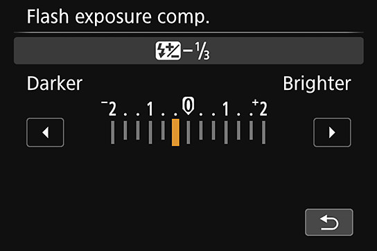 Canon flash exposure compensation menu