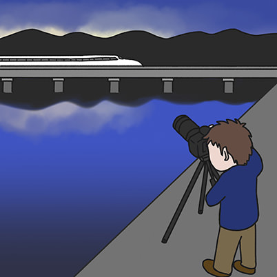 Taking a panning shot of a bullet train