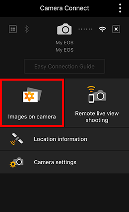Camera Connect screen