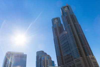 Skyscrapers shot in backlight