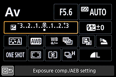 EOS 77D Quick Control screen