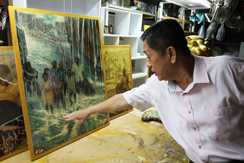 painting of Singapore during a heavy downpour