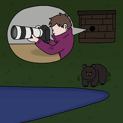 Photographing the bear from behind my custom-made blind