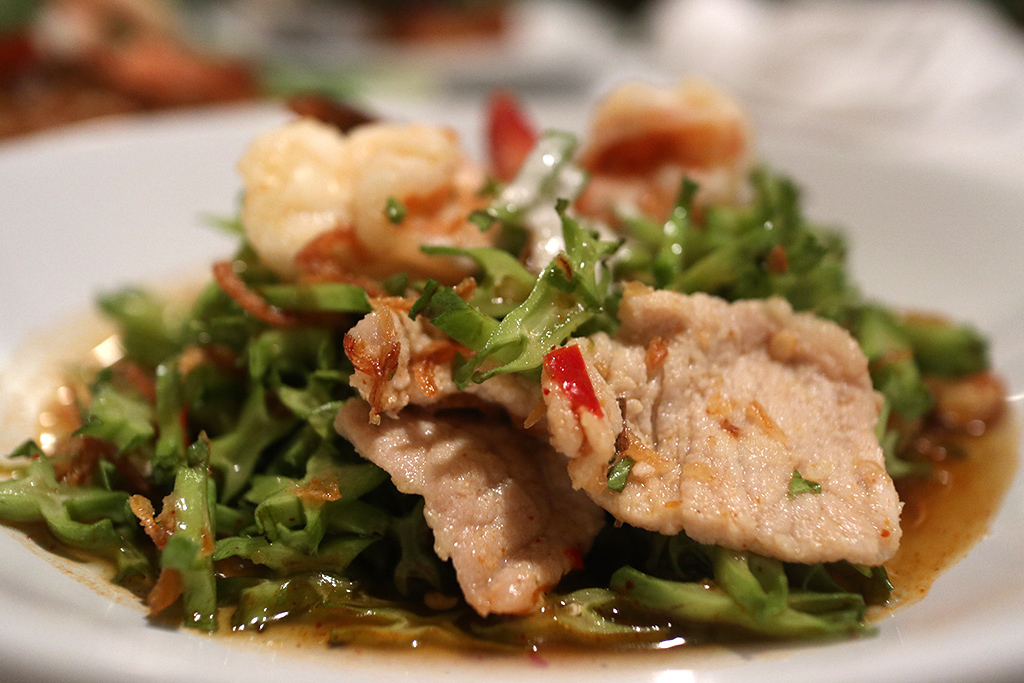 Winged bean salad with pork and shrimp.