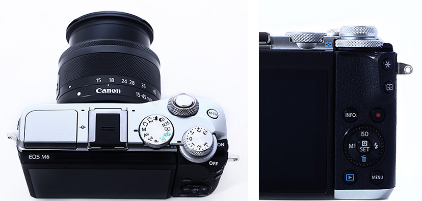 EOS M6 top panel, EOS M6 rear control panel