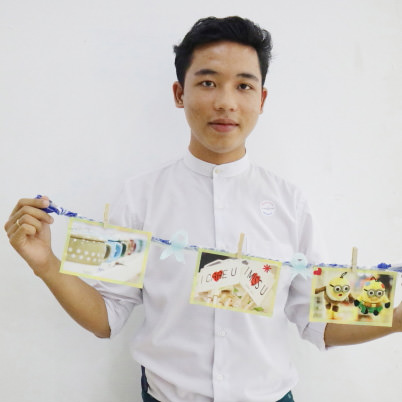 Yangon Photo Craft Workshop participants with their masterpieces (Flag Photo Card) - 1