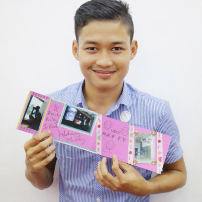 Yangon Photo Craft Workshop participants with their masterpieces (Bellows Photo Card) - 3