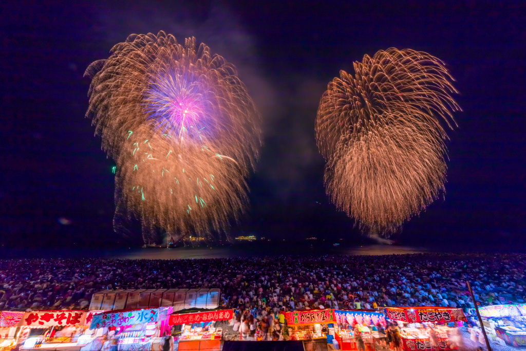 Fireworks launched from two locations