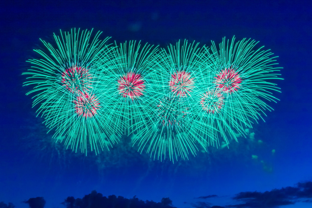 Multiple fireworks launched at once