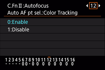 EOS 6D Mark II (Color tracking menu)