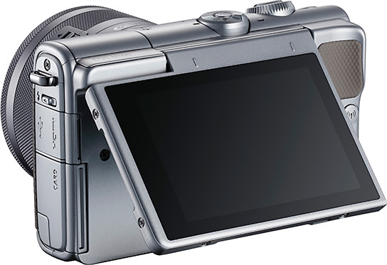 EOS M100 rear view showing tilting monitor