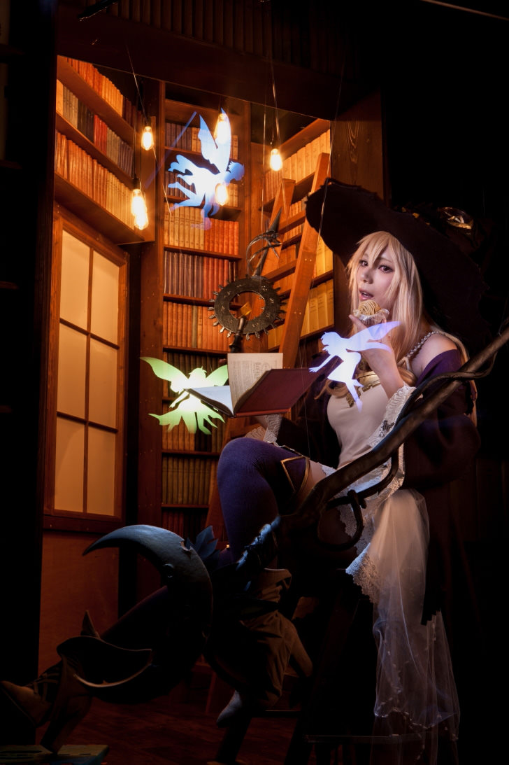 witch cosplay with fairies
