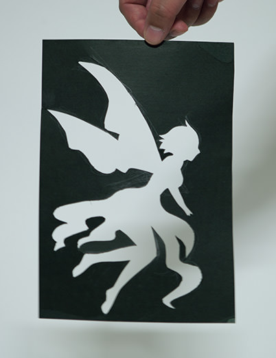 Fairy black paper cutout
