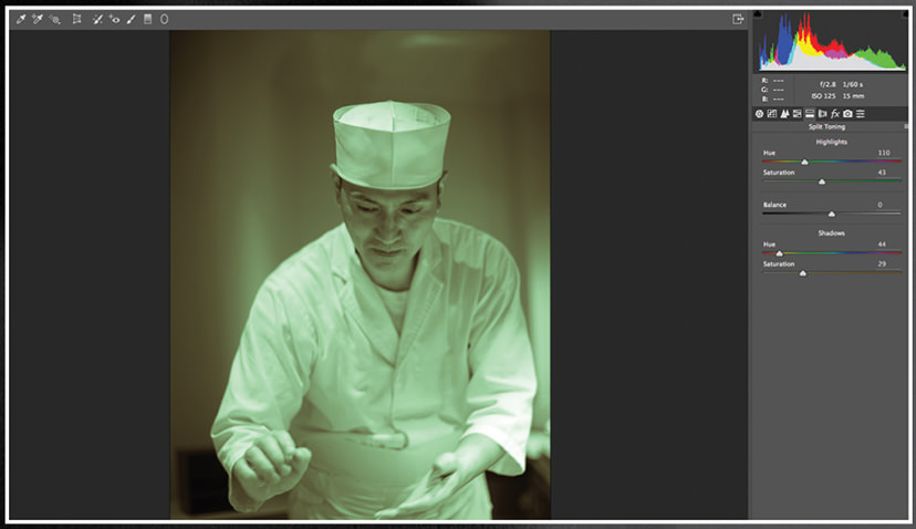 split toning adjustment screen