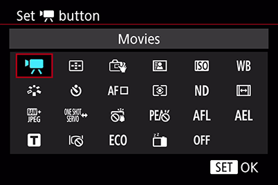 PowerShot G1 X Mark III menu screen (Movie button function)