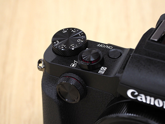 PowerShot G1 X Mark III front dial, exposure compensation dial