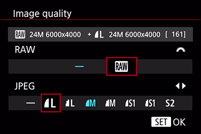 EOS M100 recording format menu