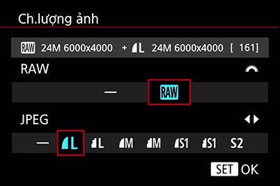 Trình đơn định dạng ghi của EOS M100