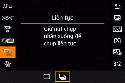 EOS M100 - chế độ chụp liên tục