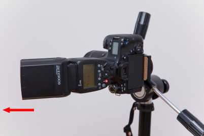 Speedlite turned to face wall