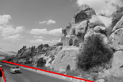 Converging lines indicated