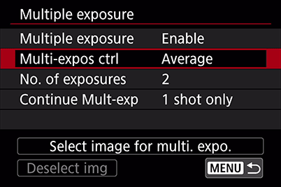 EOS 6D Mark II menu screen