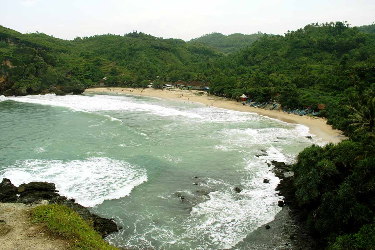 bird eye beach view in indonesia