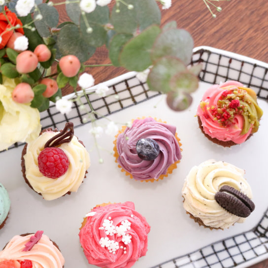 Flat lay of cupcakes