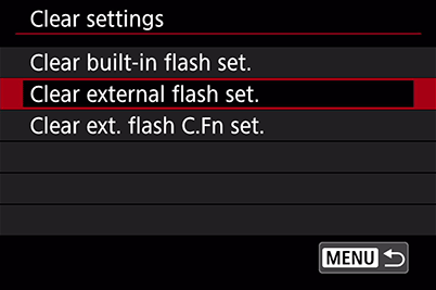 Clear external flash settings