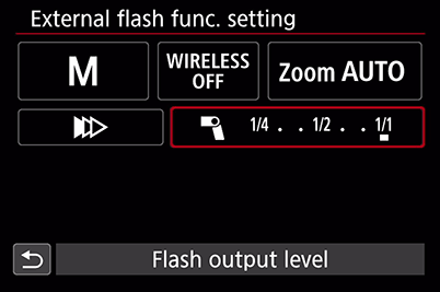 Setting flash output level on the camera