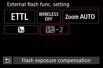 Flash exposure compensation disabled