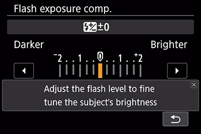 Adjust flash exposure compensation level