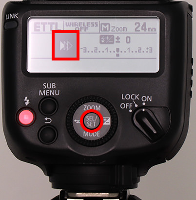 Setting shutter sync mode on the flash