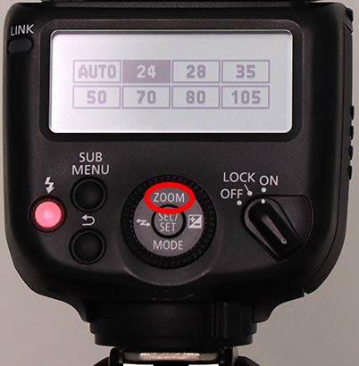 Adjusting flash zoom on the flash