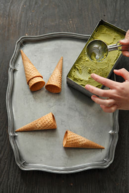 Preparing for the matcha ice cream shoot