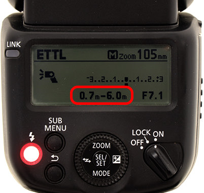 Zoom adjustment setting on the flash