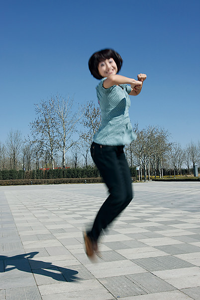Jump shot, blurred at slow shutter speed and low ISO speed