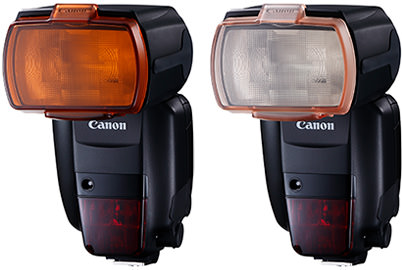 Colour filters attached to Speedlite