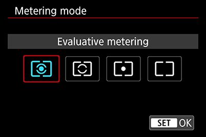 EOS camera metering mode menu