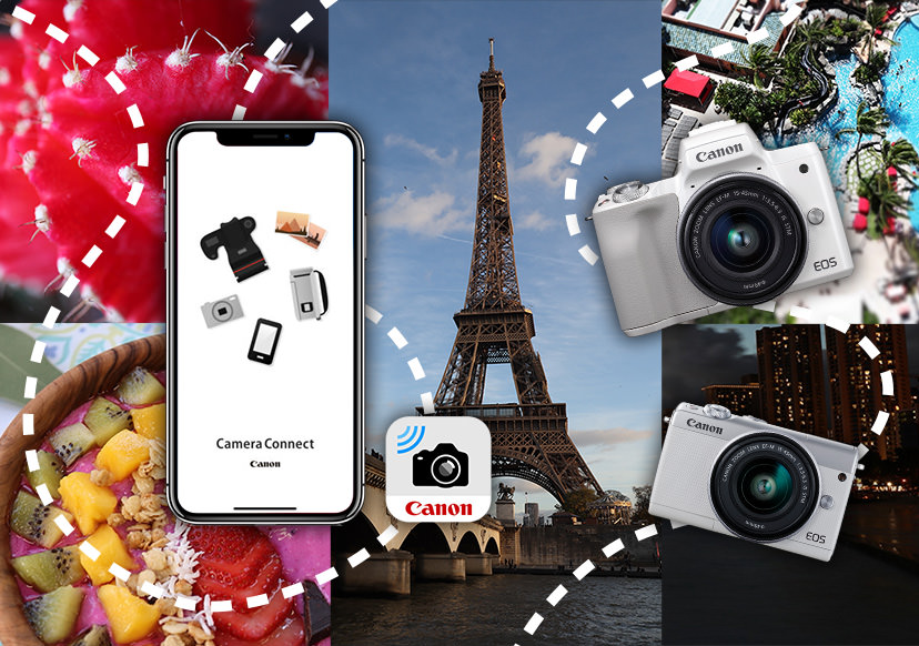 EOS M cameras and camera connect against images