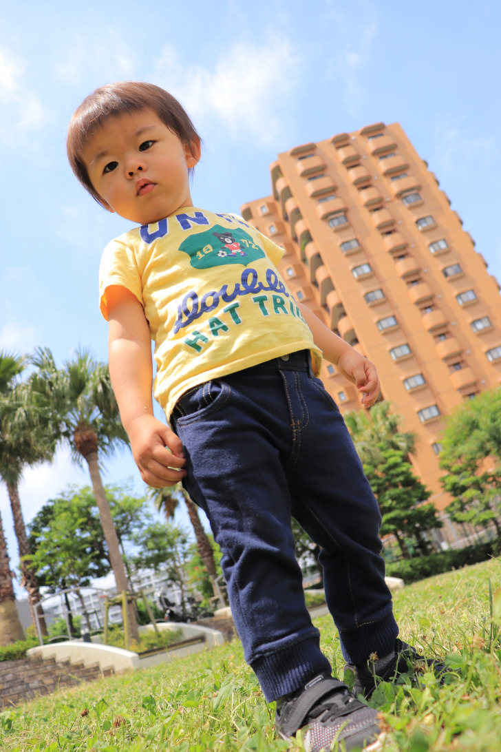 Low angle shot of child standing