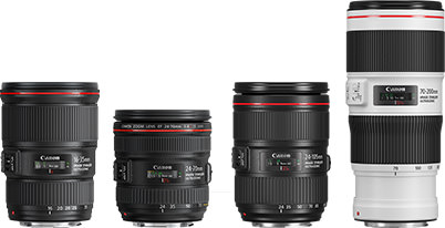 EF16-35mm f/4L IS USM, EF24-70mm f/4L IS USM, EF24-105mm f/4L IS II USM, EF70-200mm f/4L IS II USM