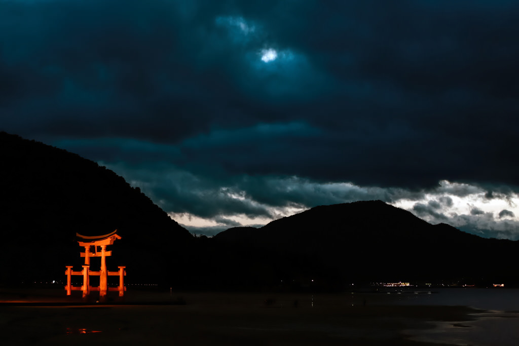 Itsukushima Shrine at dusk 
