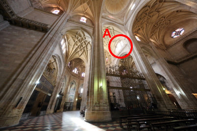 Church interior showing blown highlights