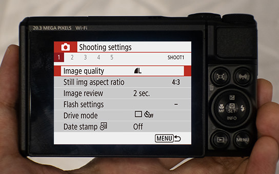 Menu screenshot from PowerShot SX740 HS