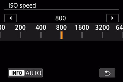 ISO speed selection menu