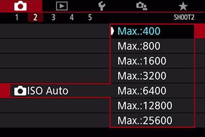 ISO Auto maximum selection